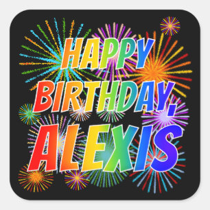 名「ALEXIS」、おもしろい「ハッピーバースデー」 スクエアシール