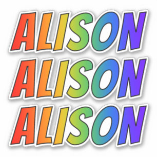 名「ALISON」(おもしろいレインボーカラーリング付き) シール