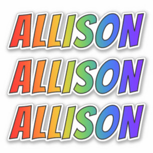 名「ALLISON」(おもしろいレインボーカラーリング付き) シール