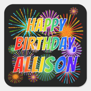 名「ALLISON」、おもしろい「ハッピーバースデー」 スクエアシール