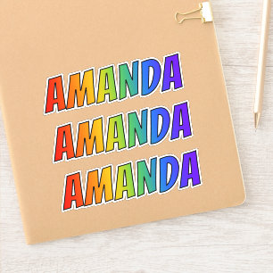 名「AMANDA」、おもしろいレインボーカラーリング付き シール