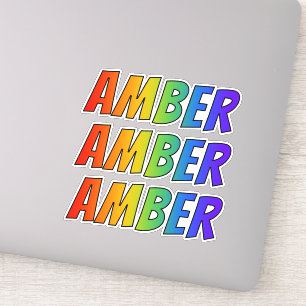 名「AMBER」(おもしろいレインボーカラーリング付き) シール