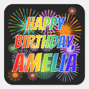 名「AMELIA」、おもしろい「ハッピーバースデー」 スクエアシール