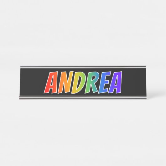 名「ANDREA」:おもしろいレインボーカラーリング デスクネームプレート (正面)