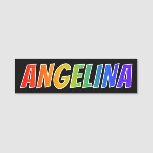 名"ANGELINA": おもしろいの虹の着色 名札