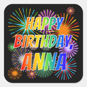 名「ANNA」、おもしろい「ハッピーバースデー」 スクエアシール
