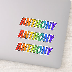 名「ANTHONY」(おもしろいレインボーカラーリング付き) シール