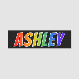 名"ASHLEY": おもしろいの虹の着色 名札
