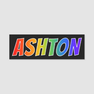 名"ASHTON": おもしろいの虹の着色 名札