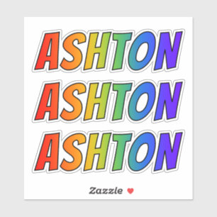 名「ASHTON」(おもしろいレインボーカラーリング付き) シール
