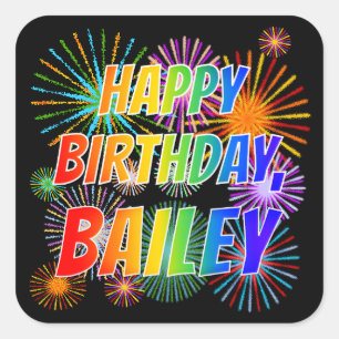 名「BAILEY」、おもしろい「ハッピーバースデー」 スクエアシール