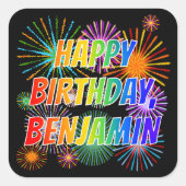 名「BENJAMIN」、おもしろい「ハッピーバースデー」 スクエアシール (正面)