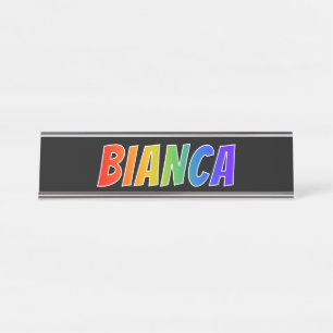 名"BIANCA": おもしろいの虹の着色 デスクネームプレート