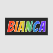 名"BIANCA": おもしろいの虹の着色 名札 (正面)