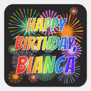 名「BIANCA」、おもしろい「ハッピーバースデー」 スクエアシール