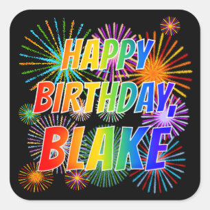 名「BLAKE」、おもしろい「ハッピーバースデー」 スクエアシール