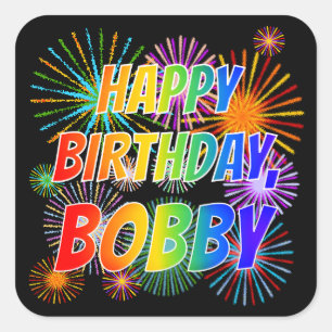 名「BOBBY」、おもしろい「ハッピーバースデー」 スクエアシール