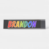 名"BRANDON": おもしろいの虹の着色 デスクネームプレート (正面)