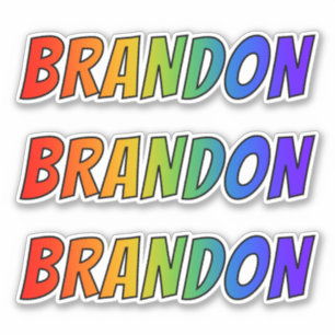 名「BRANDON」(おもしろいレインボーカラーリング付き) シール