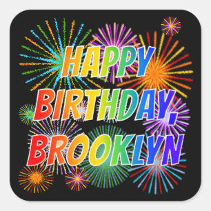 名「BROOKLYN」、おもしろい「ハッピーバースデー」 スクエアシール