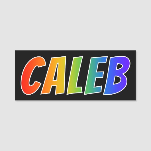 名"CALEB": おもしろいの虹の着色 名札 (正面)