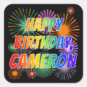 名「CAMERON」、おもしろい「ハッピーバースデー」 スクエアシール (正面)