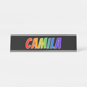 名"CAMILA": おもしろいの虹の着色 デスクネームプレート