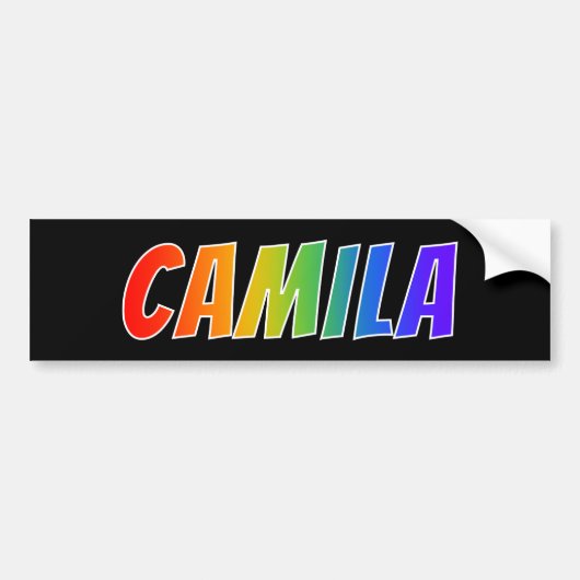 名"CAMILA": おもしろいの虹の着色 バンパーステッカー (正面)