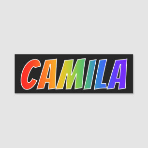 名"CAMILA": おもしろいの虹の着色 名札