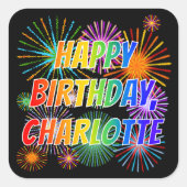 名「CHARLOTTE」、おもしろい「ハッピーバースデー」 スクエアシール (正面)