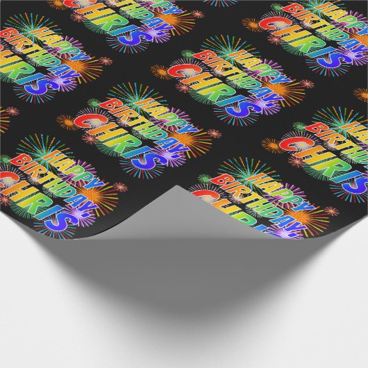 名「CHRIS」、おもしろい「ハッピーバースデー」 ラッピングペーパー (角)