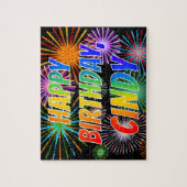 名「CINDY」、おもしろい「ハッピーバースデー」 ジグソーパズル (縦)