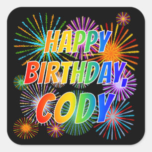 名「CODY」、おもしろい「ハッピーバースデー」 スクエアシール