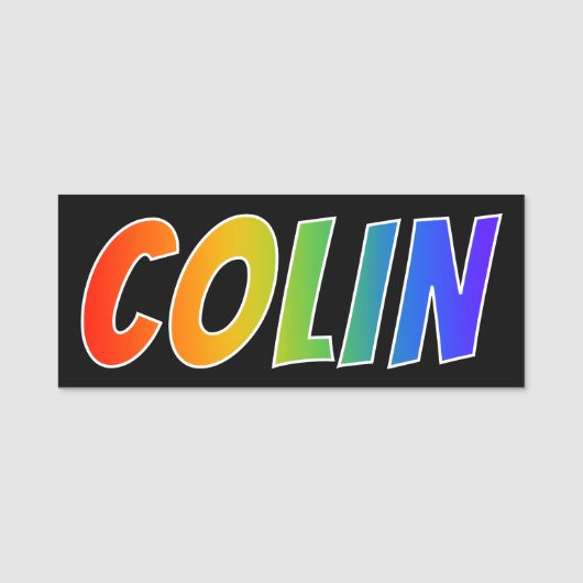 名"COLIN": おもしろいの虹の着色 名札 (正面)