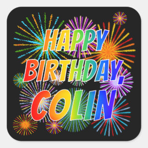 名「COLIN」、おもしろい「ハッピーバースデー」 スクエアシール