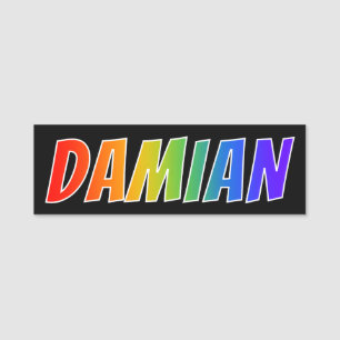 名"DAMIAN": おもしろいの虹の着色 名札