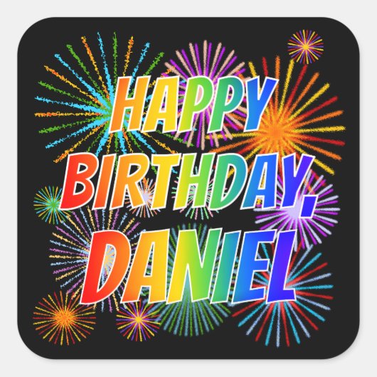 名「DANIEL」、おもしろい「ハッピーバースデー」 スクエアシール (正面)