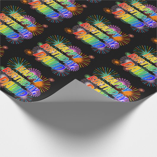 名「DAVID」、おもしろい「ハッピーバースデー」 ラッピングペーパー (角)