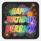 名「DERRICK」、おもしろい「ハッピーバースデー」 スクエアシール (正面)