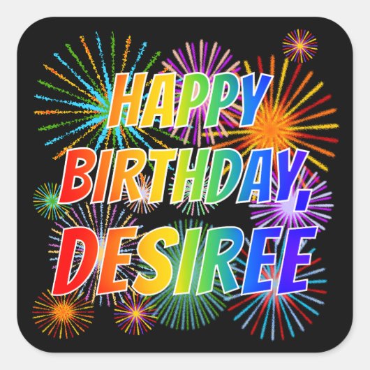 名「DESIREE」、おもしろい「ハッピーバースデー」 スクエアシール (正面)