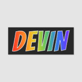 名"DEVIN": おもしろいの虹の着色 名札 (正面)
