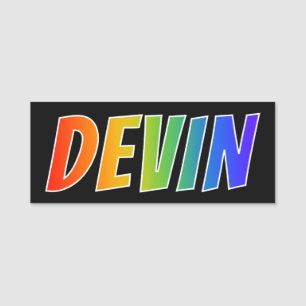 名"DEVIN": おもしろいの虹の着色 名札