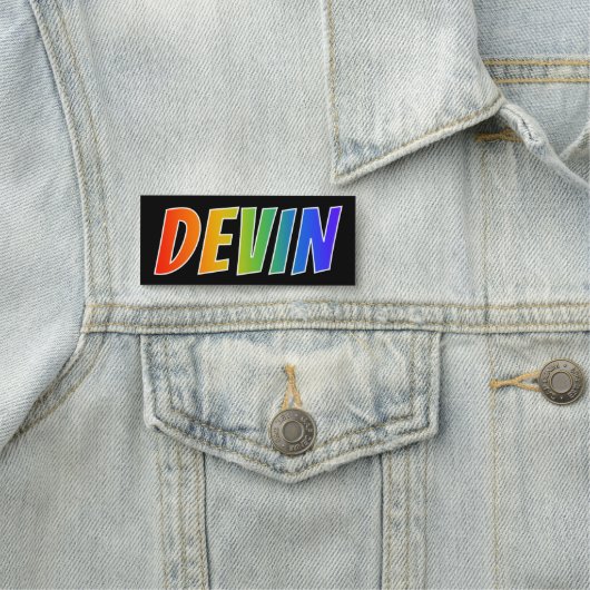 名"DEVIN": おもしろいの虹の着色 名札 (インサイチュ)