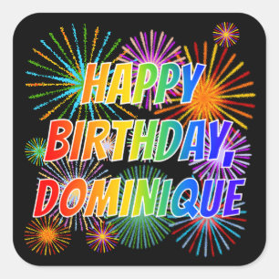 名「DOMINIQUE」、おもしろい「ハッピーバースデー」 スクエアシール