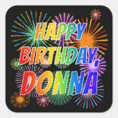 名「DONNA」、おもしろい「ハッピーバースデー」 スクエアシール (正面)