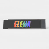 名"ELENA":おもしろいレインボーカラーリング デスクネームプレート (正面)