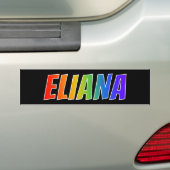 名「ELIANA」:おもしろいレインボーカラーリング バンパーステッカー (車上)