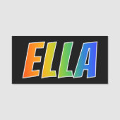 名"ELLA": おもしろいの虹の着色 名札 (正面)