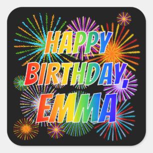 名「EMMA」、おもしろい「ハッピーバースデー」 スクエアシール