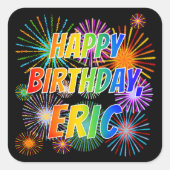 名「ERIC」、おもしろい「ハッピーバースデー」 スクエアシール (正面)